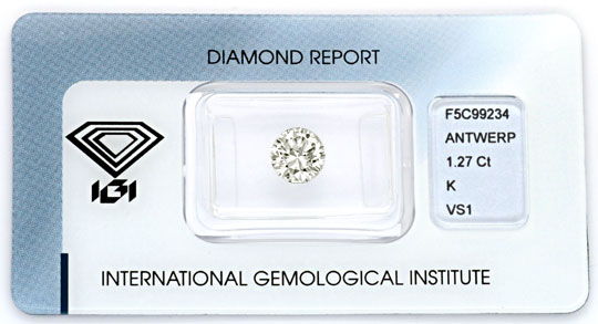 Foto 1 - Diamant 1,27ct Brillant VS1 IGI, Super Brillanz Diamond, D5070