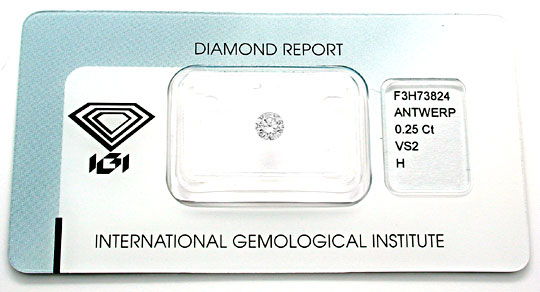 Foto 1 - 1A Diamant, IGI!!, Brillant 0,25ct Wesselton H VS2, D5499