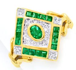 Foto 1 - Diamant-Ring Spitzen Smaragde 18K Gold, Gelbgold, S3801