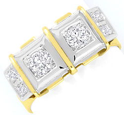 Foto 1 - Brillant-Diamant-Ring, Handarbeit Gelb Gold-Weißgold, S4301