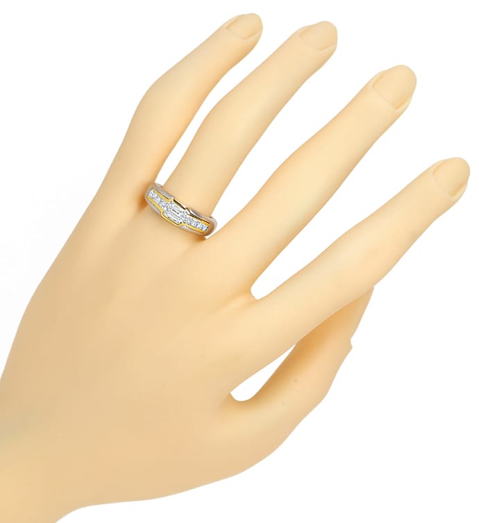 Foto 4 - Platin-Gold-Ring mit Emerald Cut und Princess Diamanten, S9747
